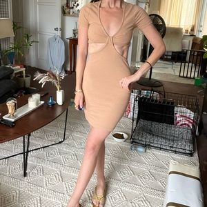 Caramel colored cut out dress
